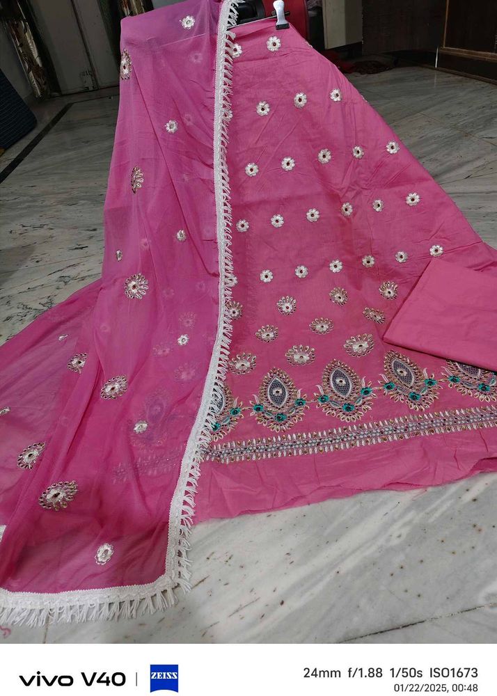 Pink Embroidered Kurta Set With Beautiful Dupatta