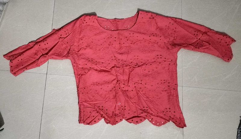 Red Cut Out Top