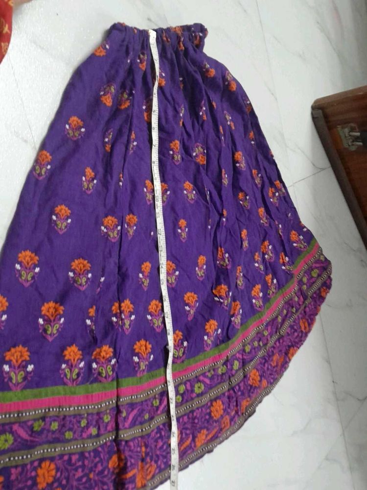 Purple Floral Ethnic Skirt