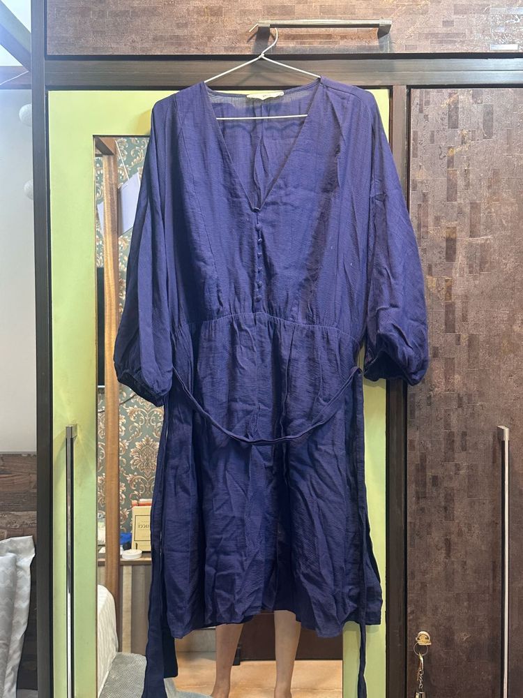 Mango Navy Blue A-line Casual Dress