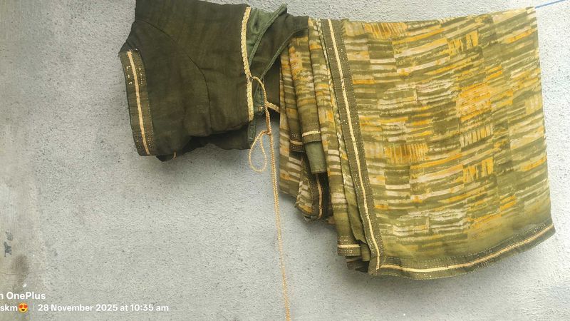 Elegant Olive Green Saree