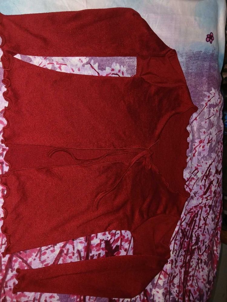 Red Knit Cardigan