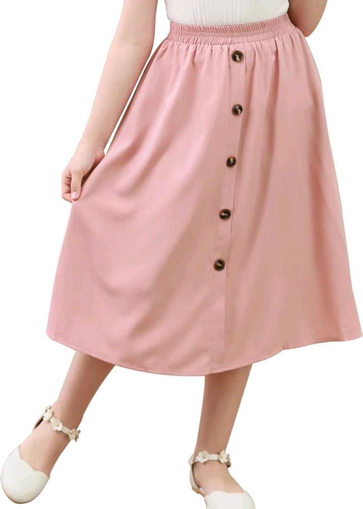 Girls Pink Button-Front Skirt
