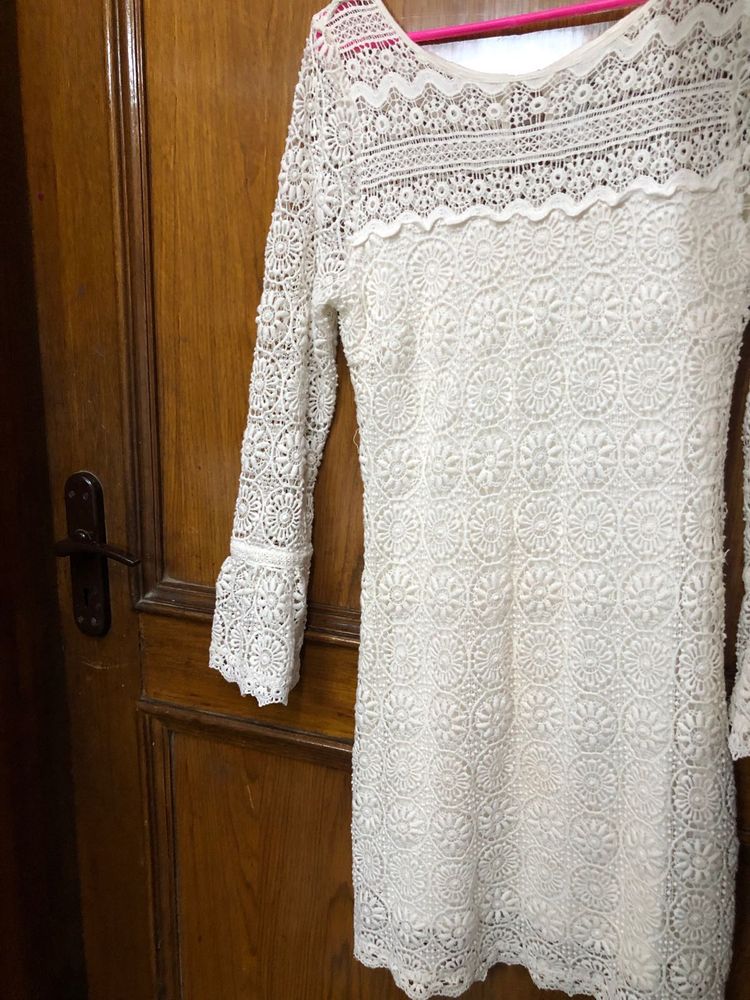 White Boho Schiffi Mini Dress