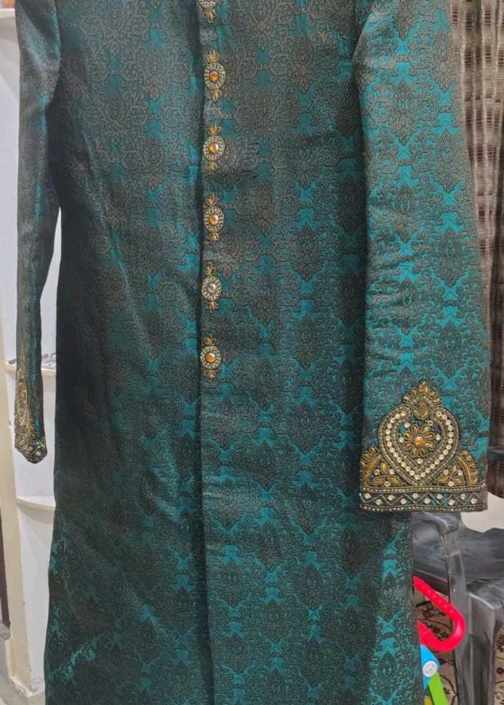 Elegant Teal Green Sherwani