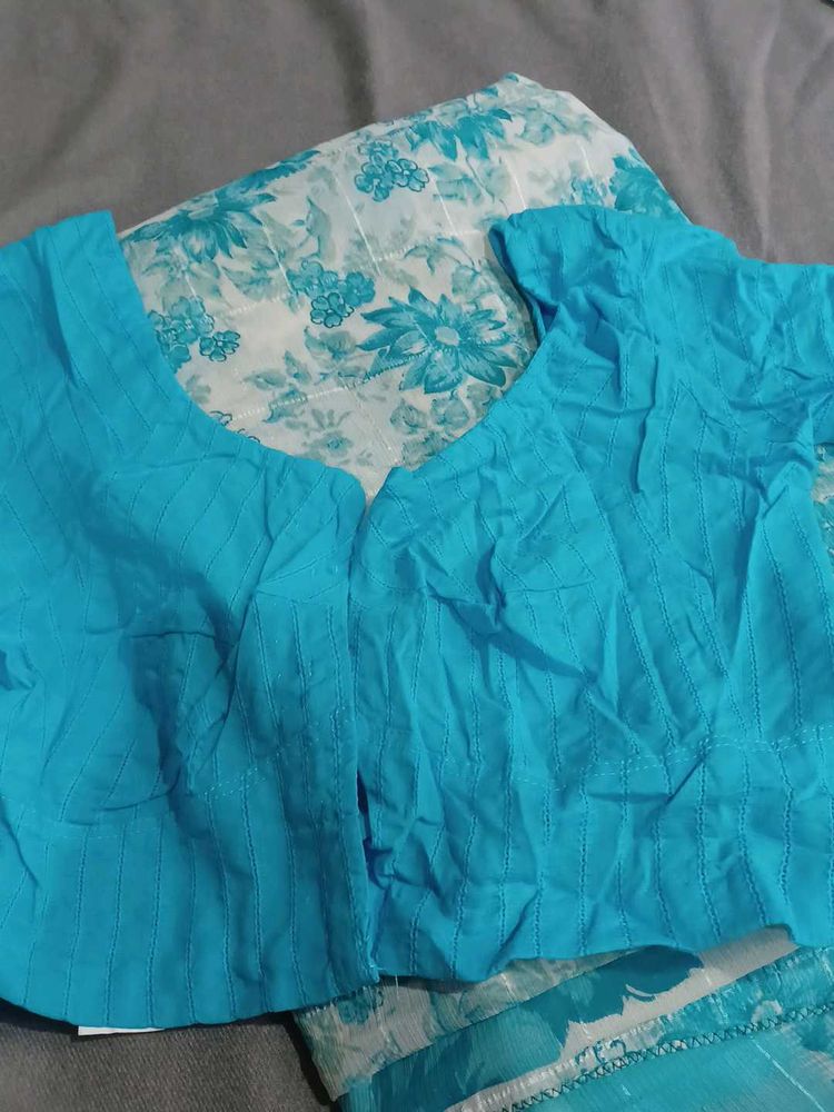 Sky Blue Floral Saree
