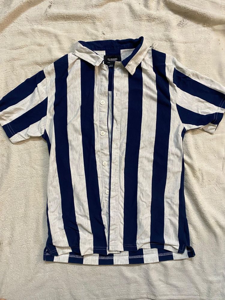 All Rugged Navy &amp; White Striped Short-Sleeve Shirt