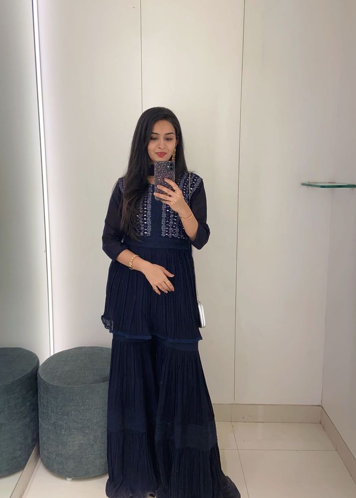Navy Blue Kurta sharara Set