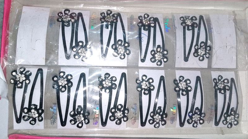 Stone Embellished Hair Clips 13 Pairs