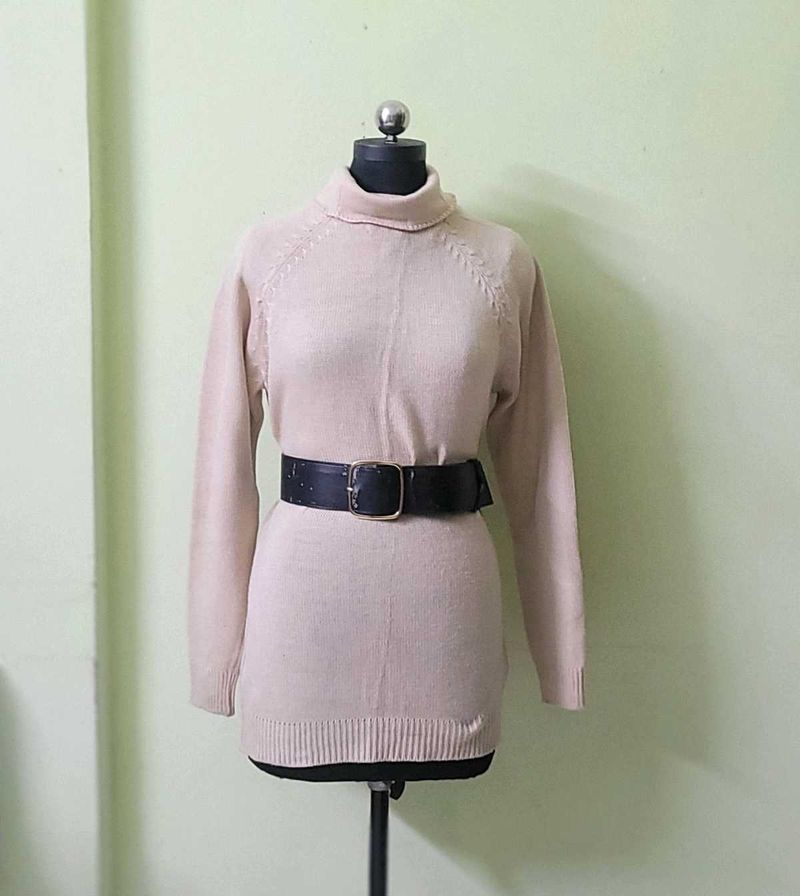 Beige Turtleneck Sweater