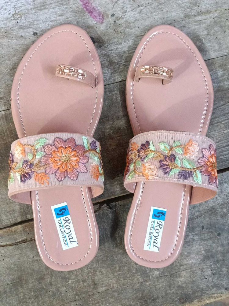 Peach Colour Slippers For Party Wear
