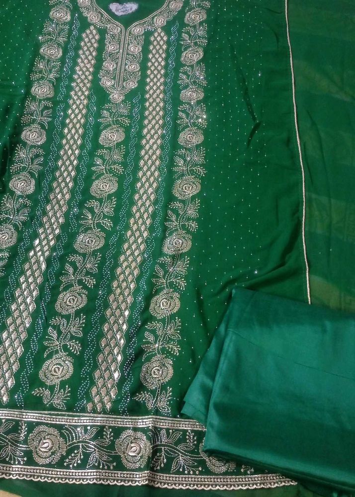 Green Embroidered Salwar Suit