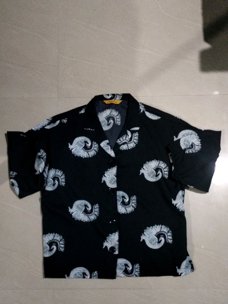 Women  Printed Casual Black Shirt