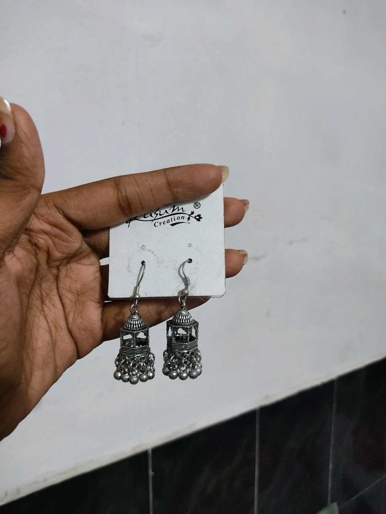 Oxidised Jhumka Set