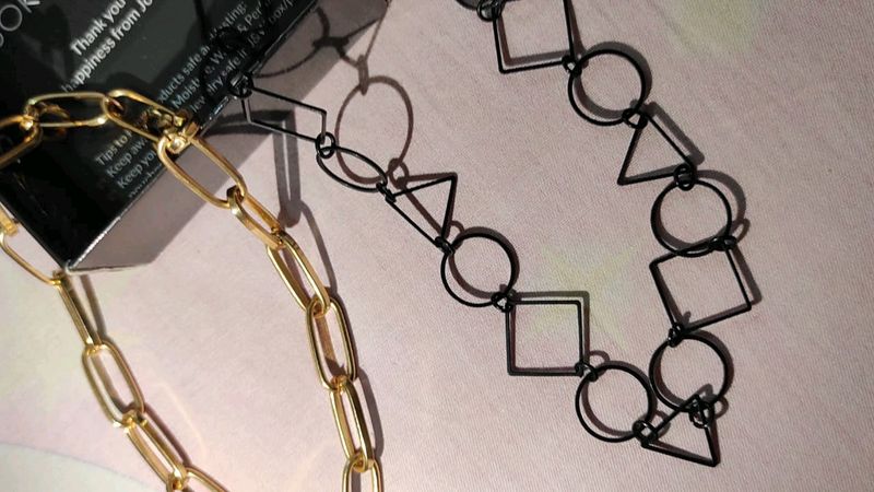 Combo Of 2 Neckpieces!! Black And Golden