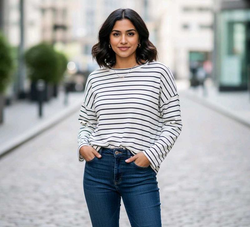 Imported Striped Long Sleeve Top