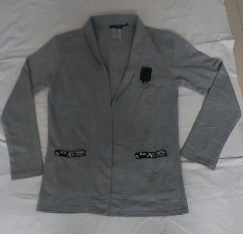 Gray Long Sleeve Blazer