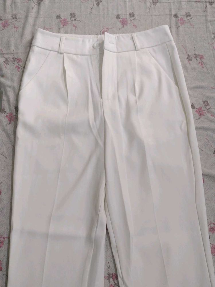White High Waisted Trousers
