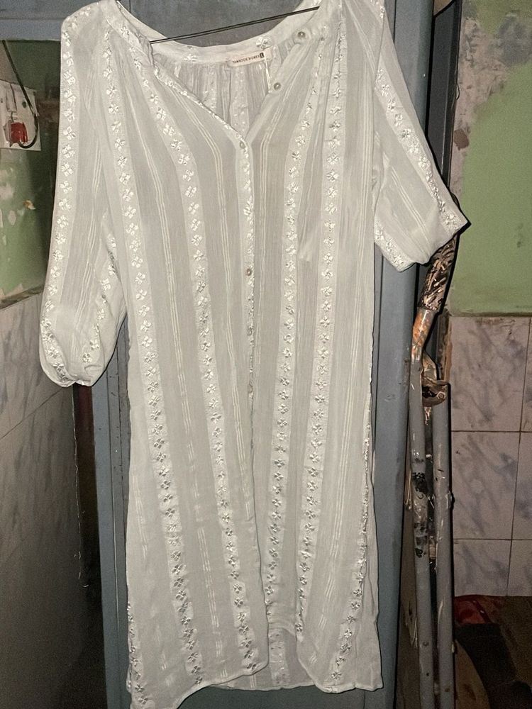 White Embroidered Tunic Dress