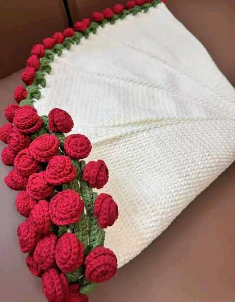 Viral Handmade Crochet Rose Blanket