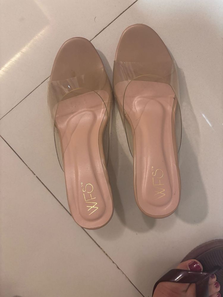 Glass Pencil Princess Heels Transparent Beige