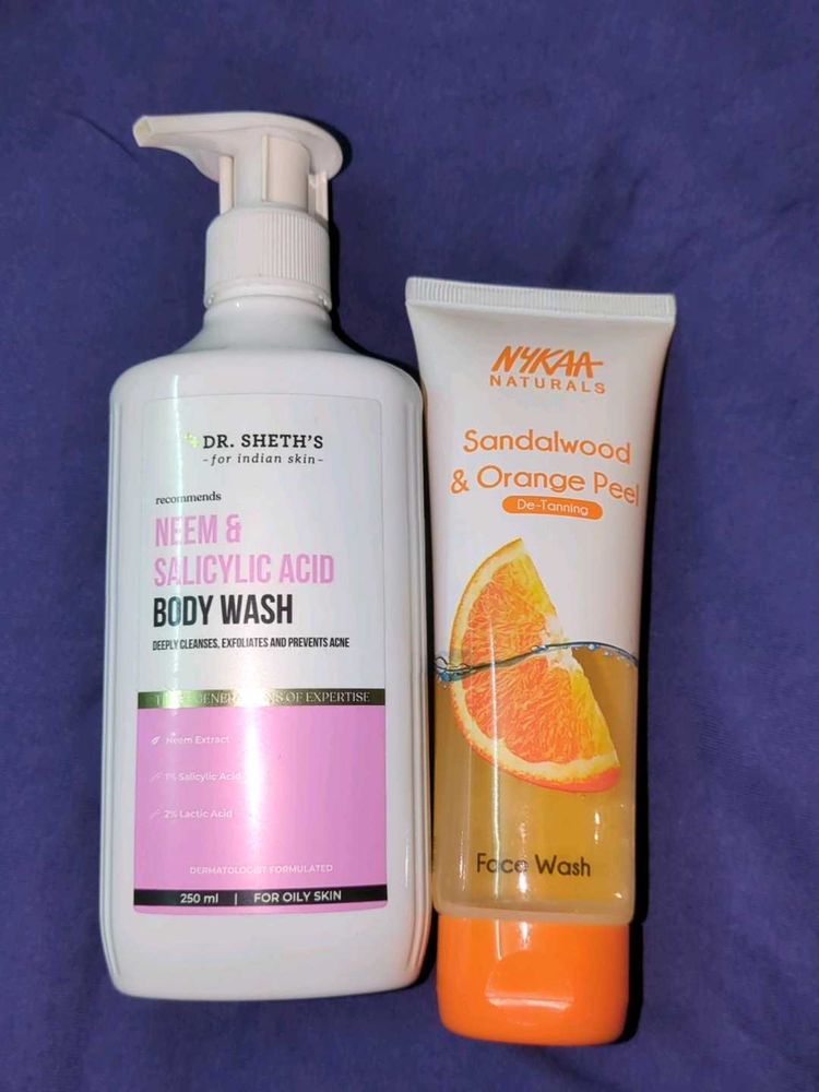 Nykaa Facewash And Dr Sheth Bodywash Combo
