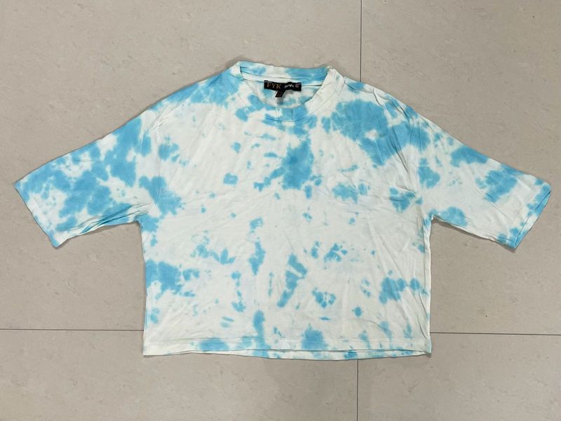 Blue Tie-Dye Cropped T-Shirt