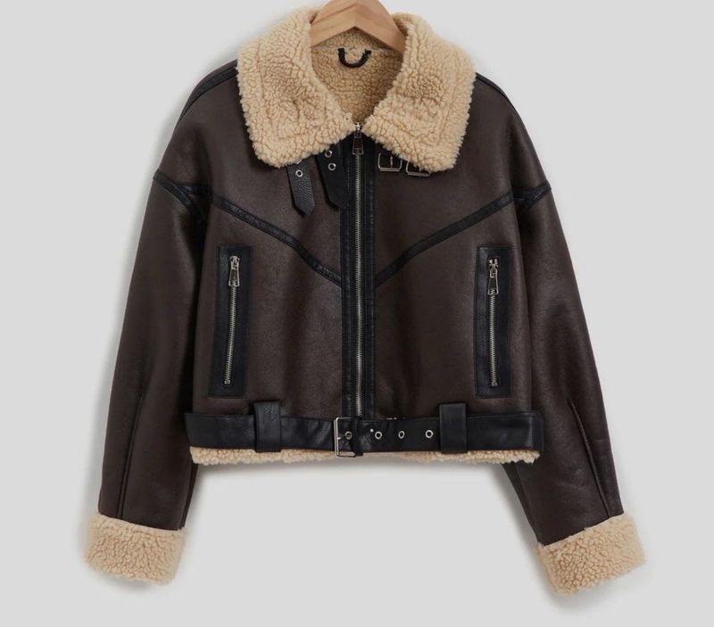 savanna Faux Leather Aviator Jacket