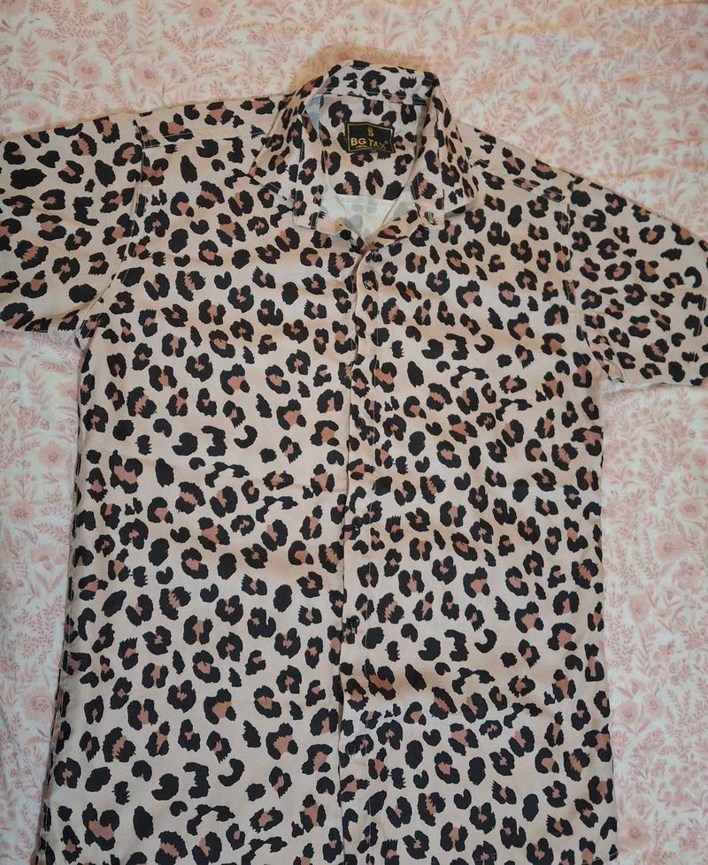 Leopard Print Button-Up Shirt