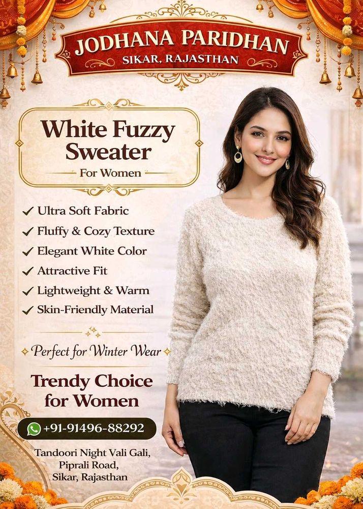 White Fuzzy Women's Sweater