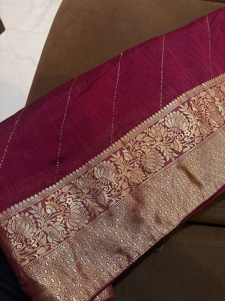 Maroon &amp; Gold Sari