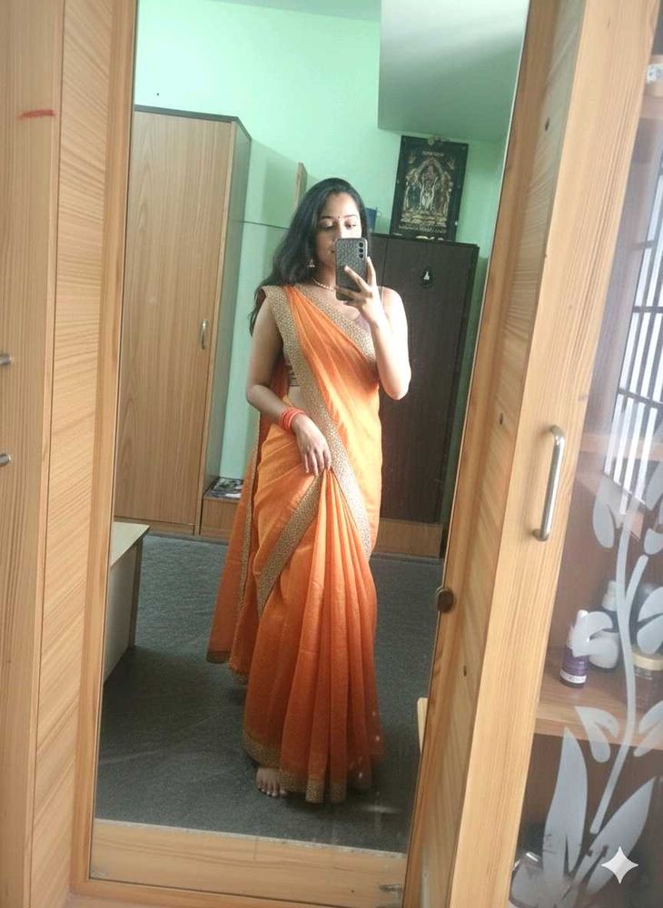 Elegant yellow space silk sared Saree