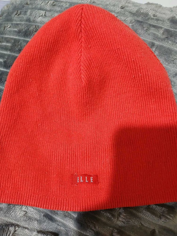 Elle Red Knit Beanie Hat