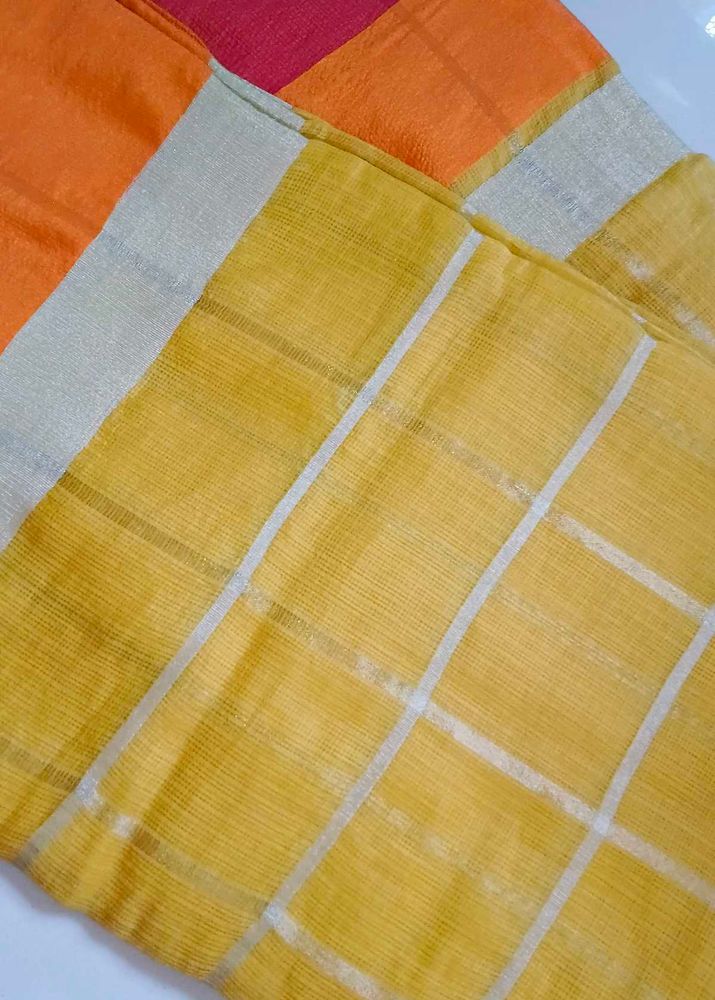 Formal Cotton Yellow Saree