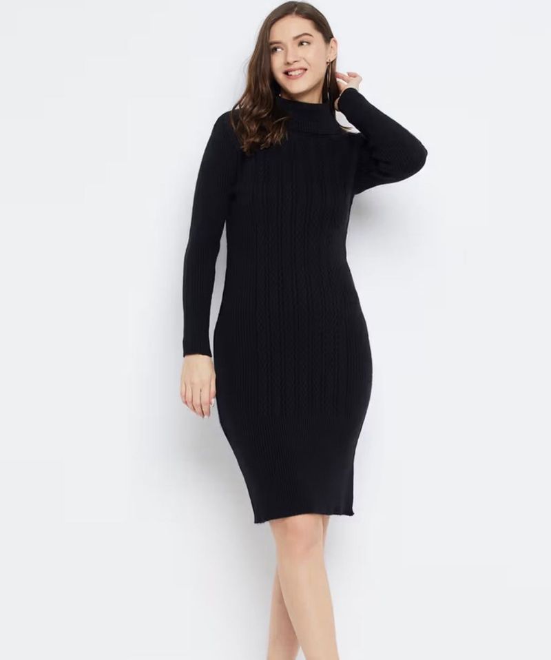 Black Knit Bodycon Dress