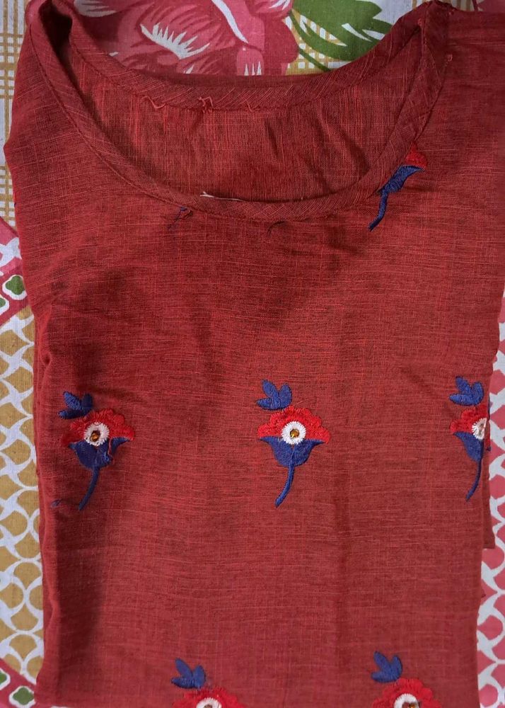 Maroon Color Straight Kurta