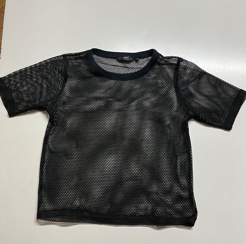 Black Mesh Crop Top