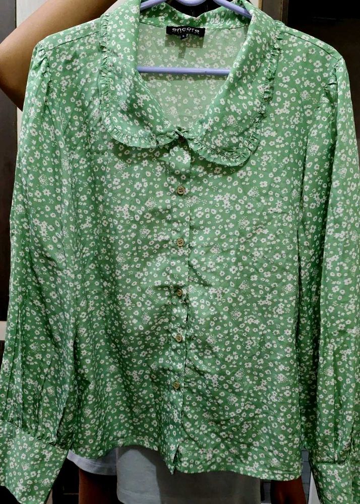 Green Floral Blouse