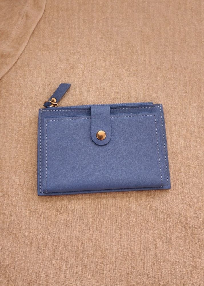 Blue Leather Card Holder Wallet