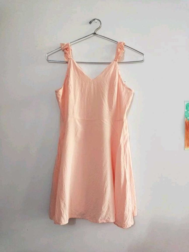 Peach Dress with ruffle strips