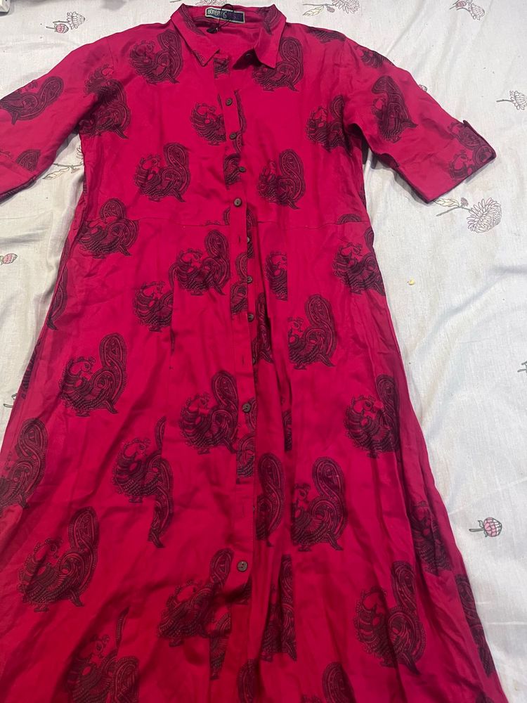 Red Paisley Shirt Dress