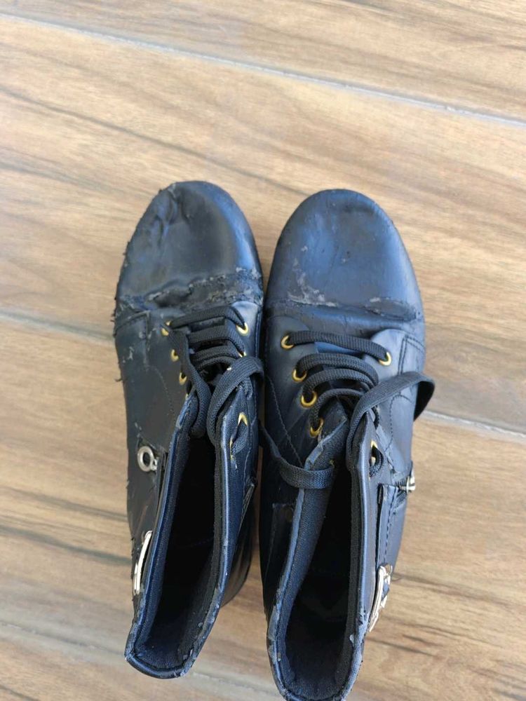 Worn Black Ankle Boots