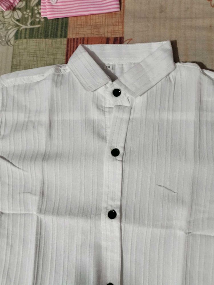 White Striped Button-Down Shirt