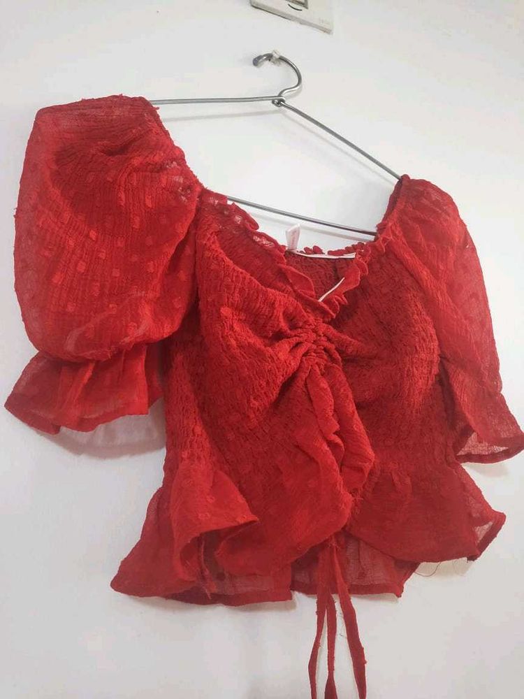 Red Bohemian Crop Top