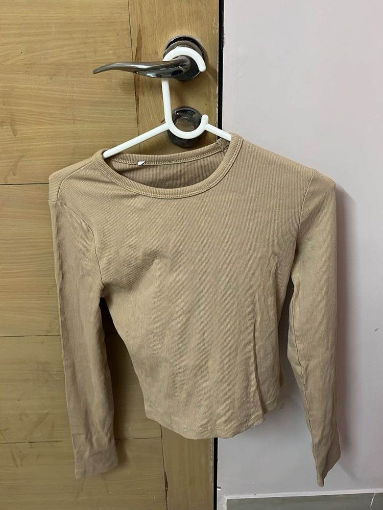 Beige Long Sleeve Top