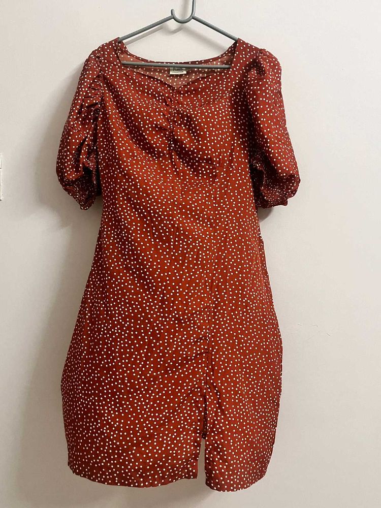 Polka Dot Puff Sleeve Mini Dress