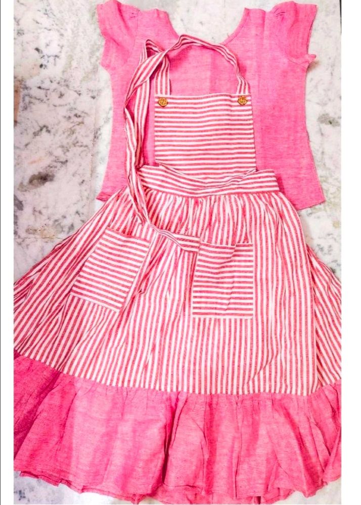 Pink Striped Jumper Dress &amp; Tee Set