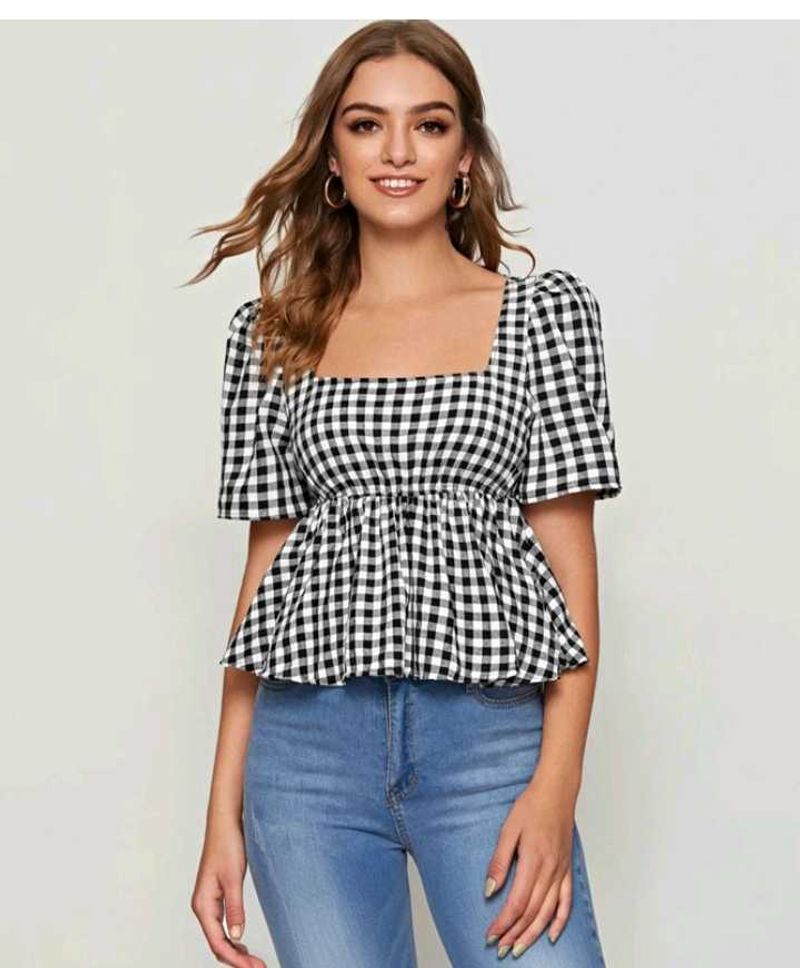 Chic Gingham Peplum Top