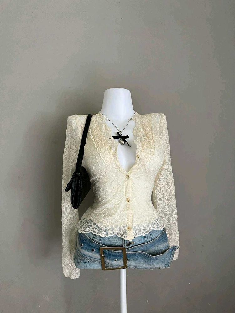 Lace Cardigan Top