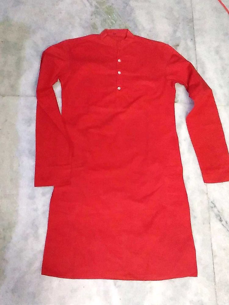 Men’s Solid Red Cotton Kurta